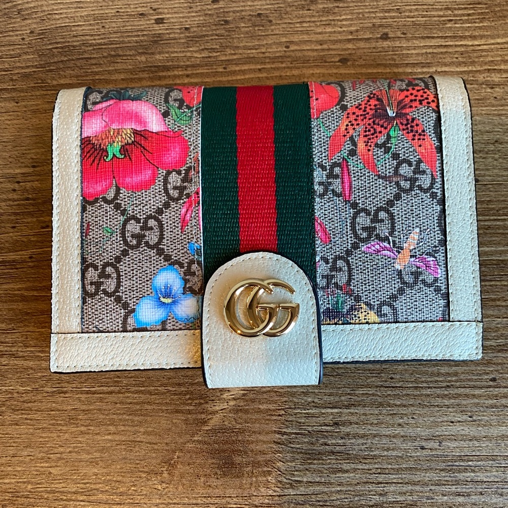 Gucci Ophidia Floral Passport Wallet